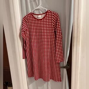 Hanna andersson red white check girls shift dress size 12 school party holiday